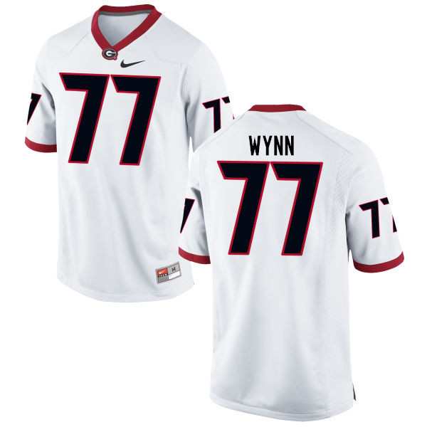 Men Georgia Bulldogs #77 Isaiah Wynn College Football Jerseys-White